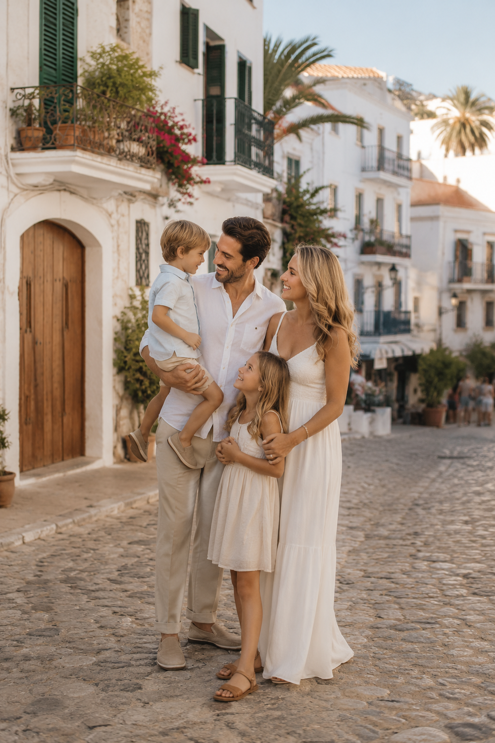 Fotoshooting Ibiza Town Dalt Vila Gassen goldenes Licht