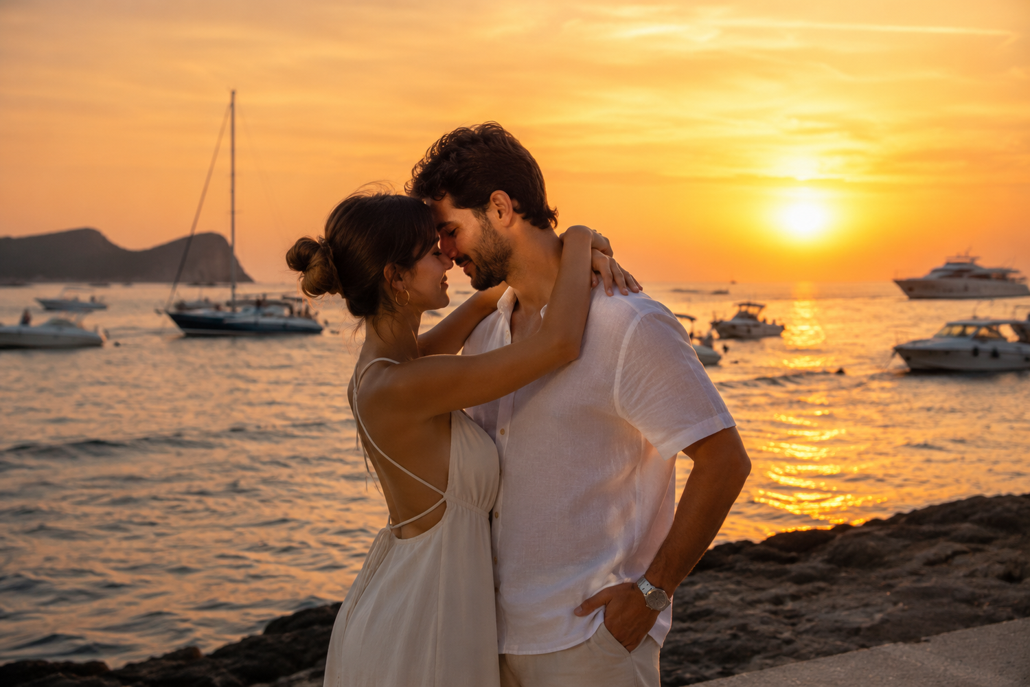 Fotoshooting San Antonio Ibiza - Urlaubsbild 04 an der Bucht und im Abendlicht