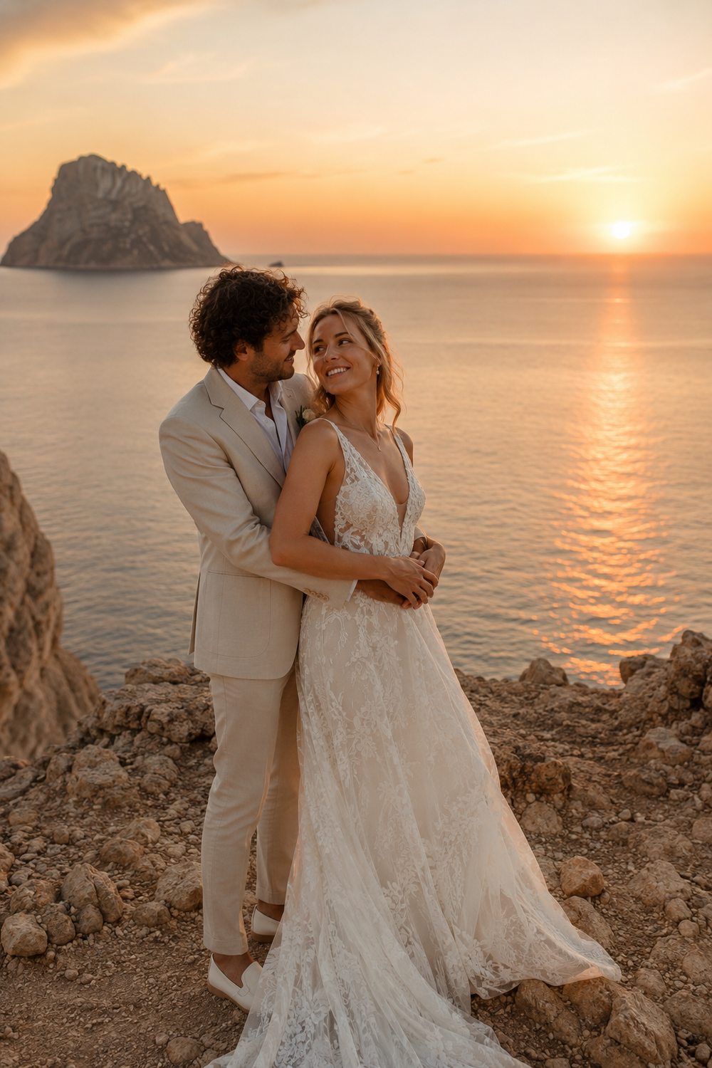 After Wedding Shooting Ibiza - Brautkleid und Paarfotos am Strand