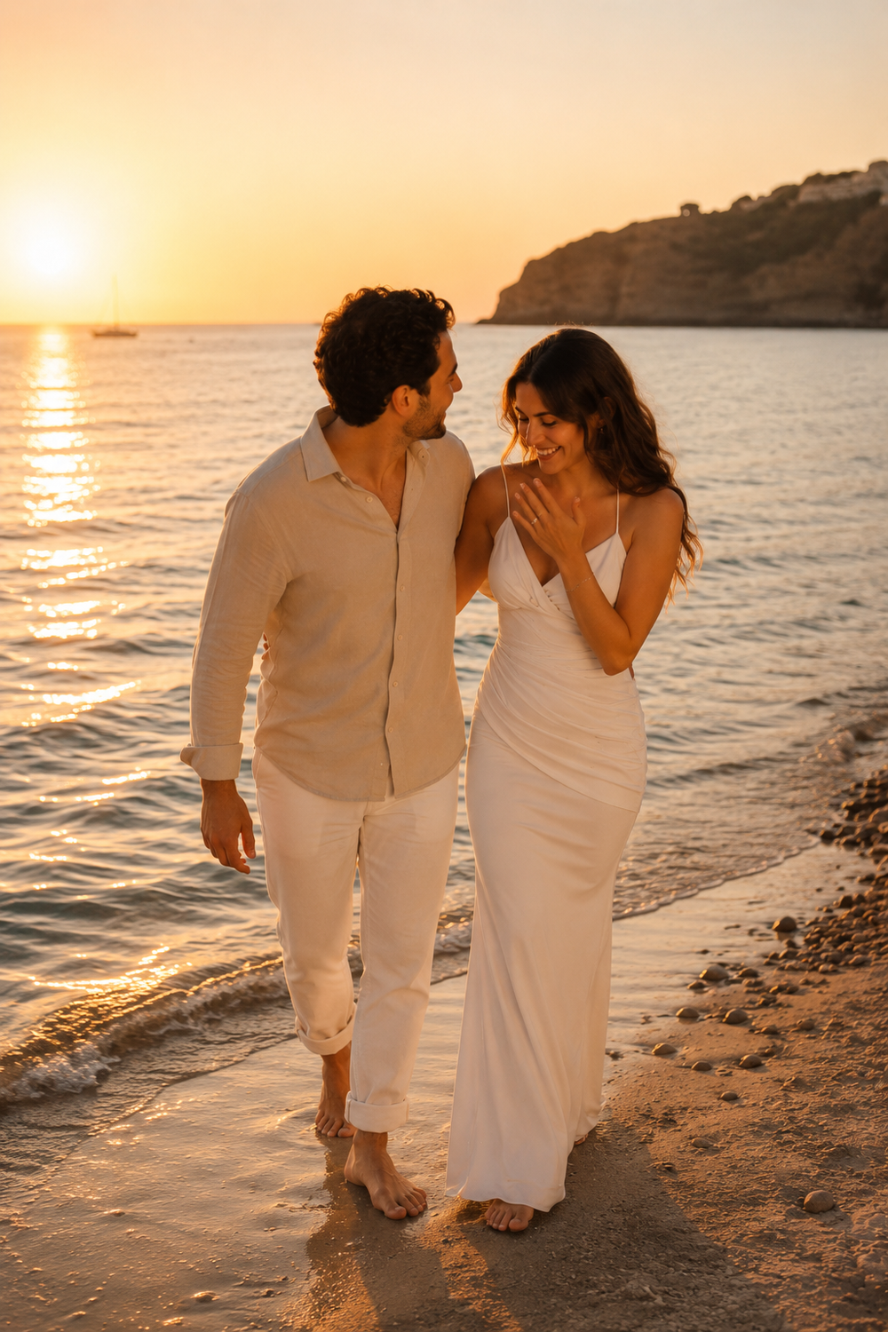Antrags Shooting Ibiza - Bild 07 beim Heiratsantrag am Meer und im Abendlicht