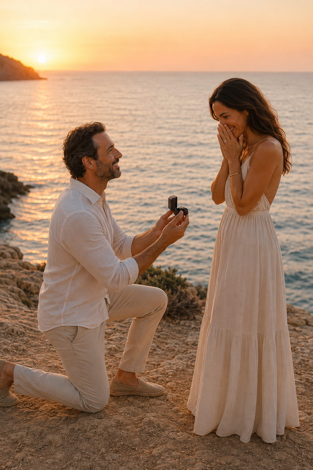 Antrags Shooting Ibiza - Bild 08 beim Heiratsantrag am Meer und im Abendlicht
